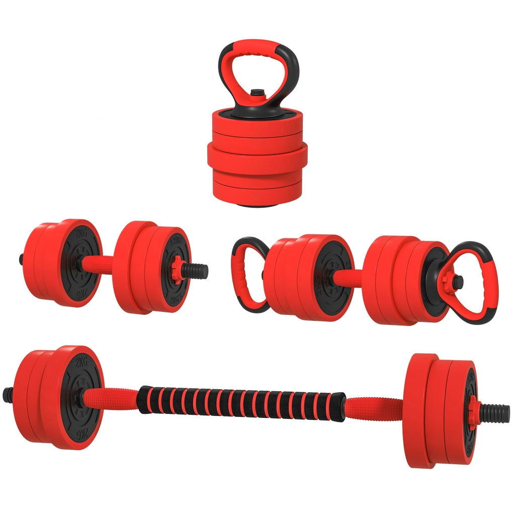 Set Pesi da Palestra 4 in 1 ¨C Minimal ¨C 20 kg, Rosso