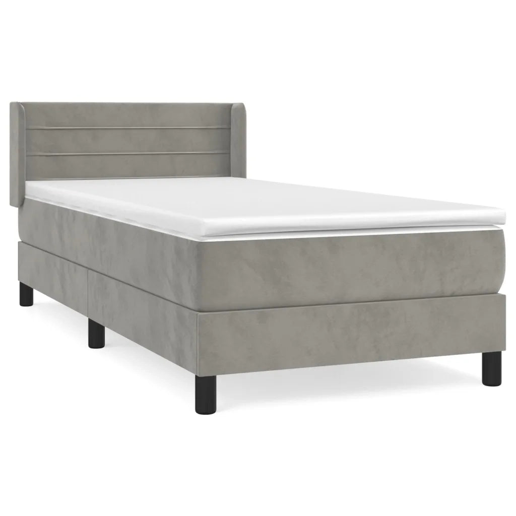 Giroletto a Molle con Materasso Grigio Chiaro 90x200 cm Velluto