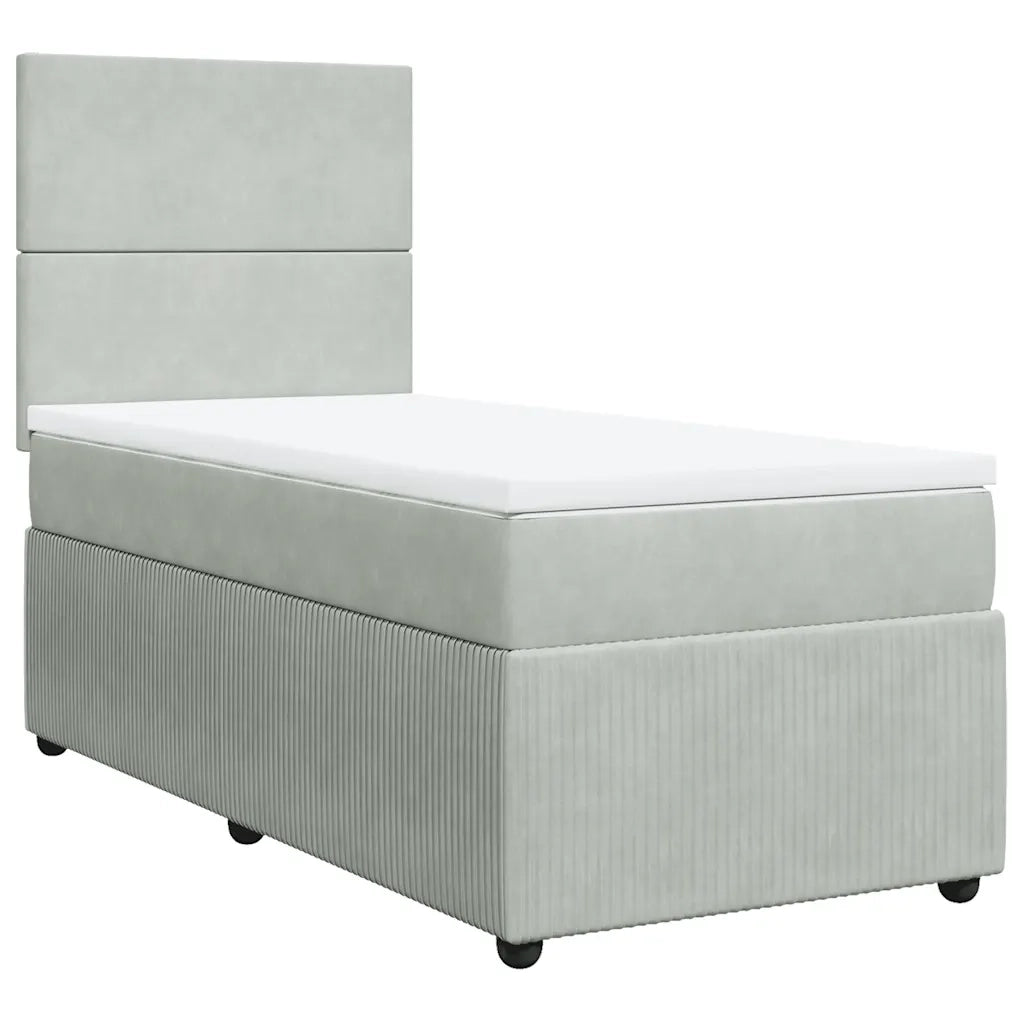 Giroletto a Molle con Materasso Grigio Chiaro 90x190 cm Velluto