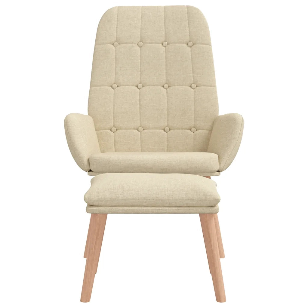 Poltrona Relax con Poggiapiedi Crema in Tessuto 3315151