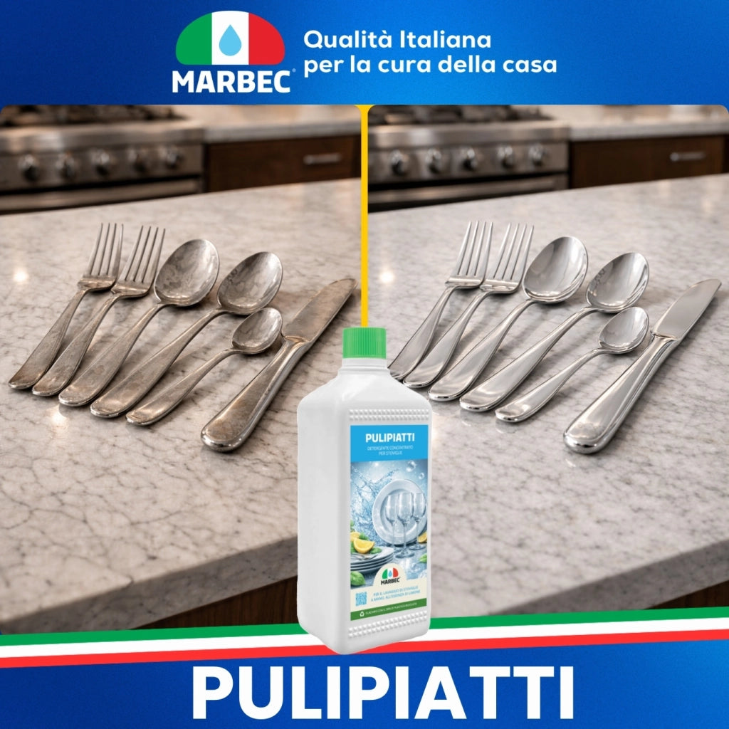 Detergente Piatti Concentrato, Sgrassa a Freddo, Risciacquo Rapido, Profumo Limone Marbec PULIPIATTI - 1LT