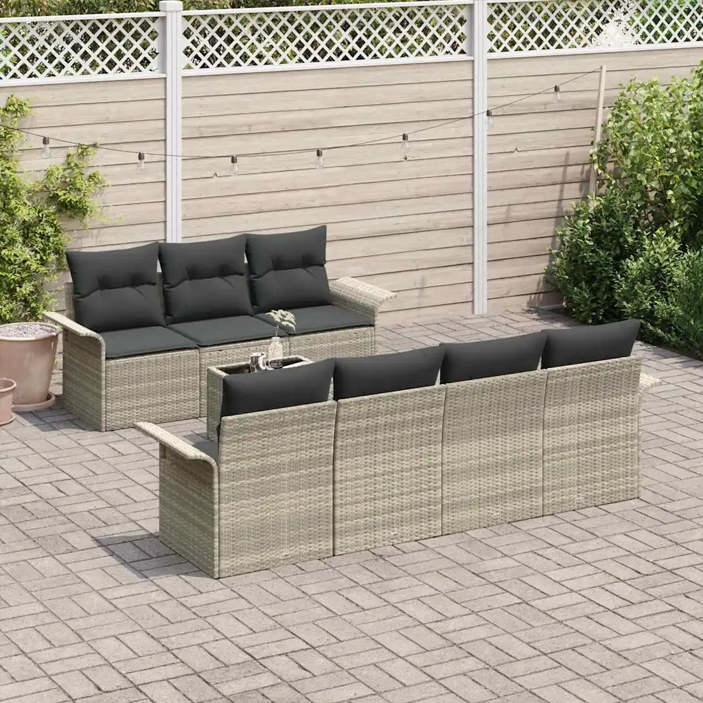 Set Divano da Giardino 8 pcs Grigio chiaro polyrattan 3345272