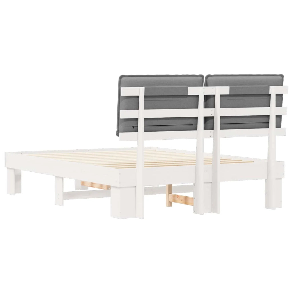 Letto con Testiera Rivestita-Struttura Letto con Testiera Grigio chiaro 140 x 190 cm 897339