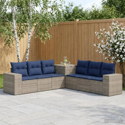 Set di divani 7 pz Grigio e Blu Navy Rattan sintetico e Acciaio 3448845