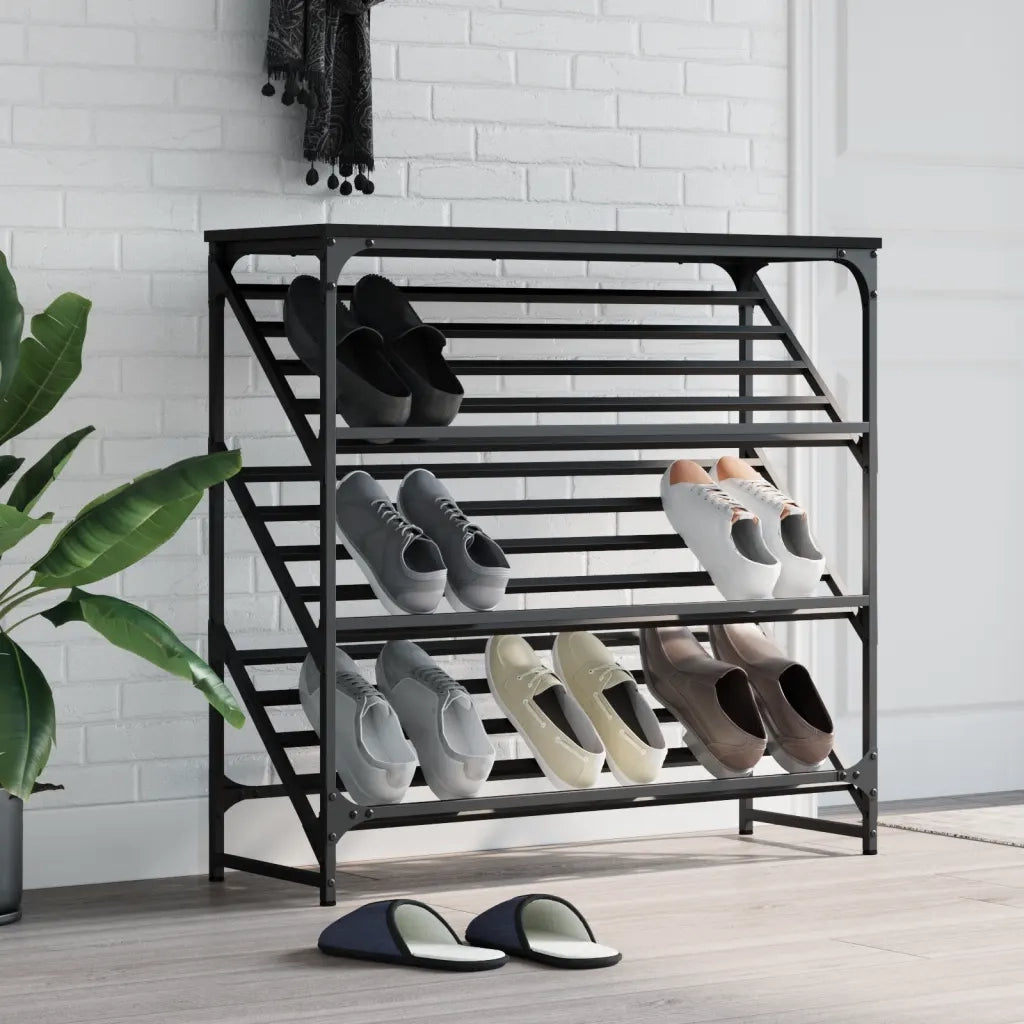 Scarpiera | Mobile per scarpe Nera 90x30x85 cm in Legno Multistrato