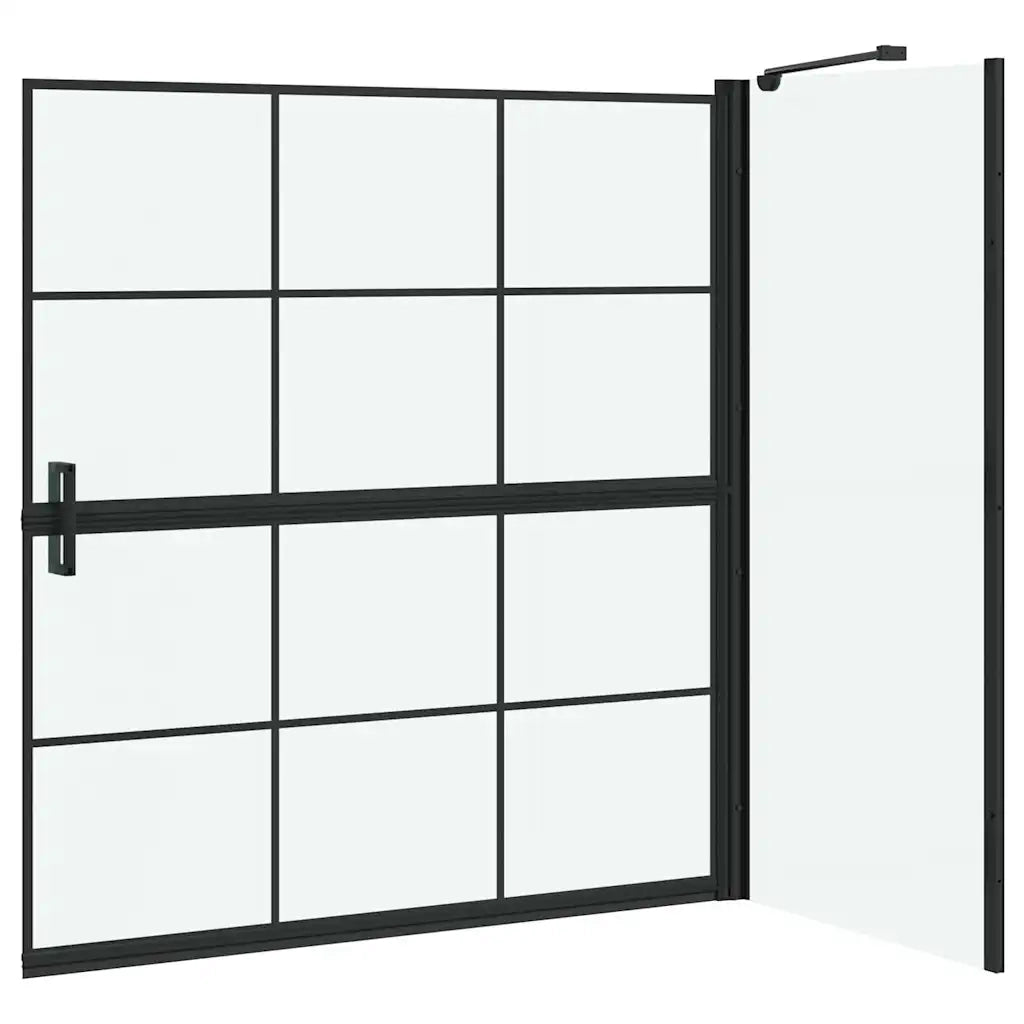 Schermo per Bagno e Doccia Nero e trasparente 116 x 68 x 128 cm 42018555