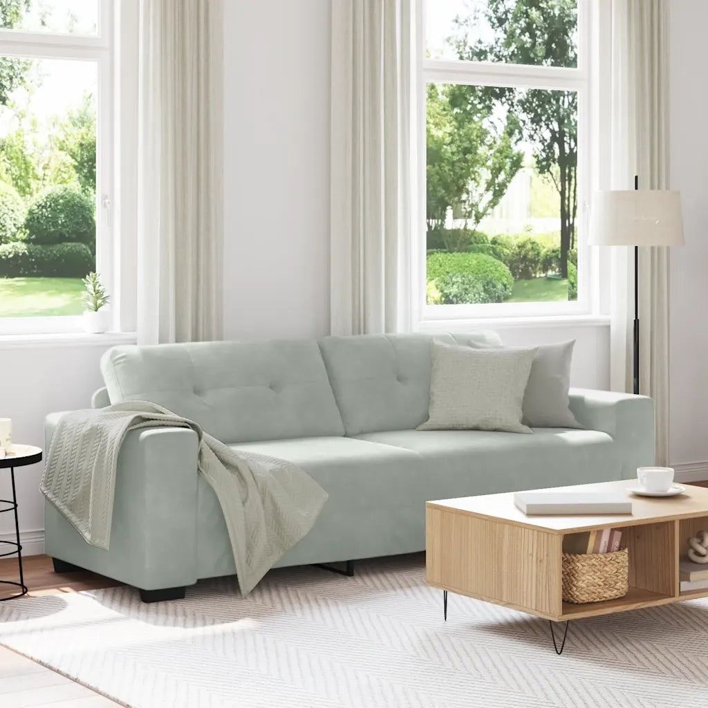 Divano a 3 posti Grigio Chiaro 220x78x80 cm in Velluto 4105134