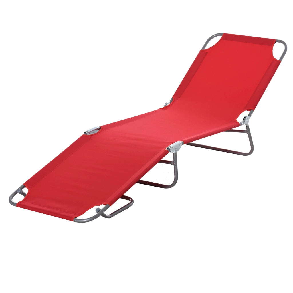 Lettino Prendisole Pieghevole con Schienale Reclinabile su 5 Livelli, 187x55x24cm, Rosso