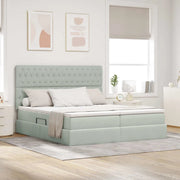 Letto con Contenitore Grigio chiaro 200 x 200 cm Velluto