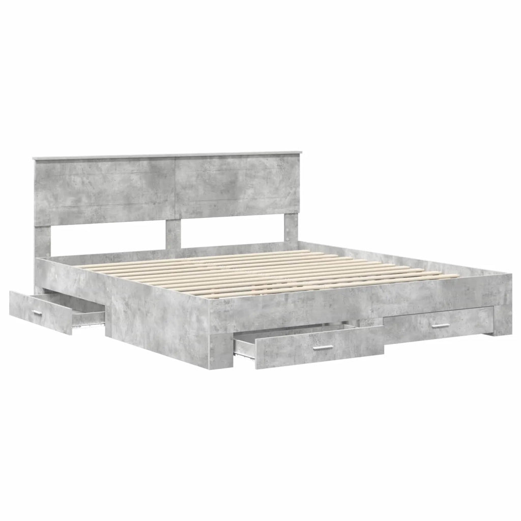 Struttura del letto con testiera Grigio cemento 200 x 200 cm 3408225