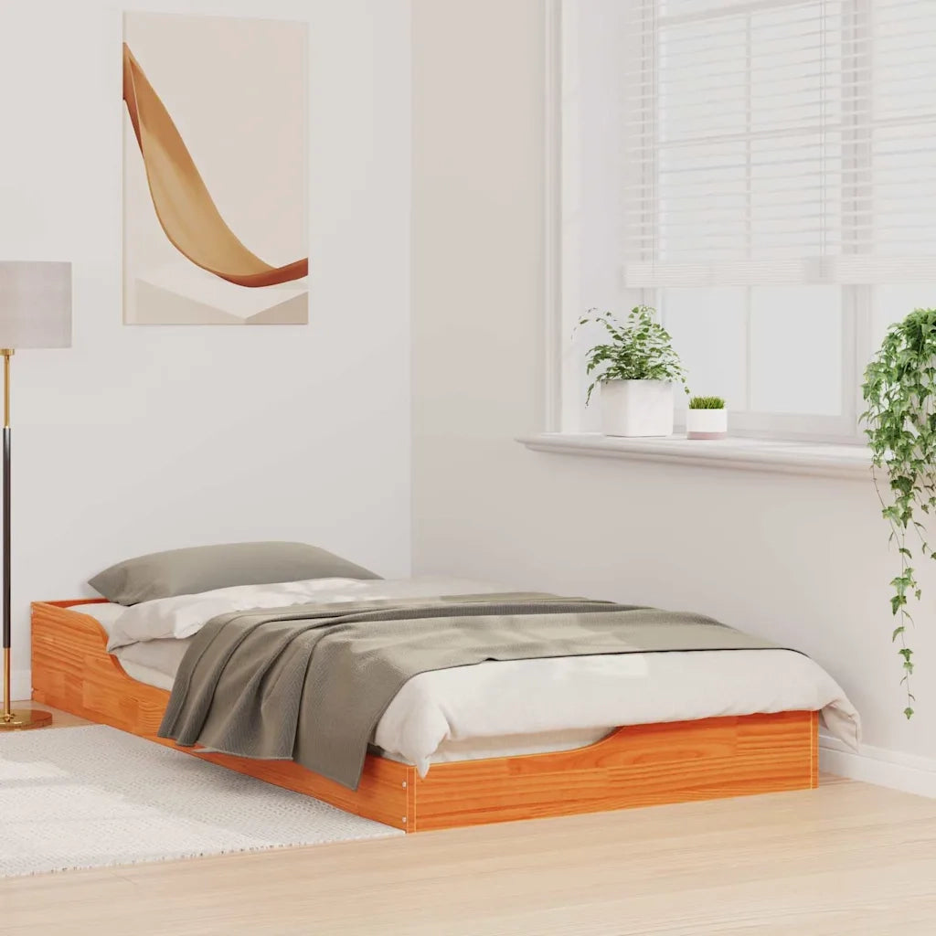 Struttura del letto Marrone cerato 90 x 190 cm Pino massello 873396