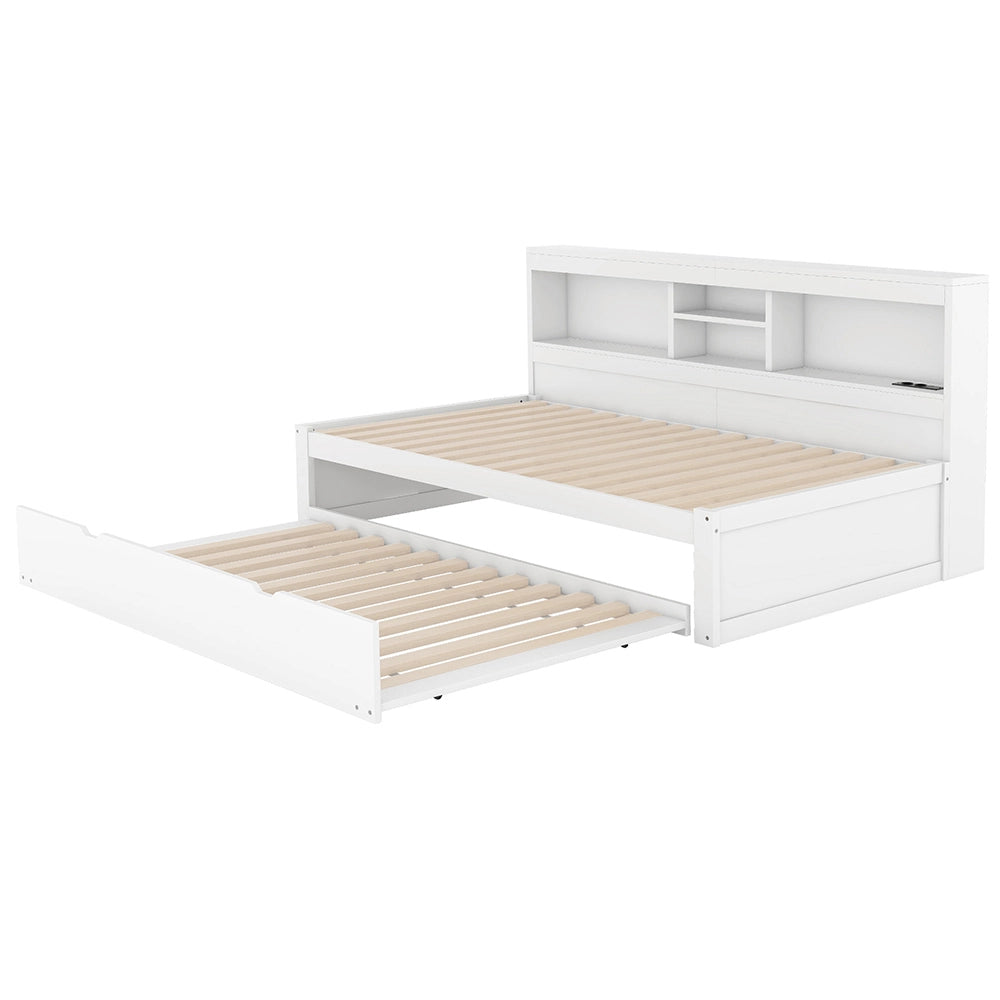 Divano letto daybed - Xylo - 90x200 cm LED USB contenitore bianco