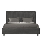BS COM Letto una piazza e mezza con rete imbottito 130x210 microfibra grigio