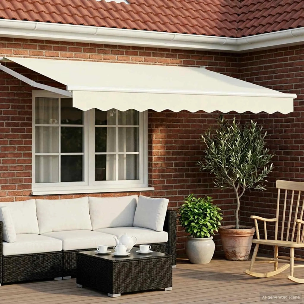 Tenda retrattile manuale con LED Crema e Bianco 3,5 x 2 m 3419209