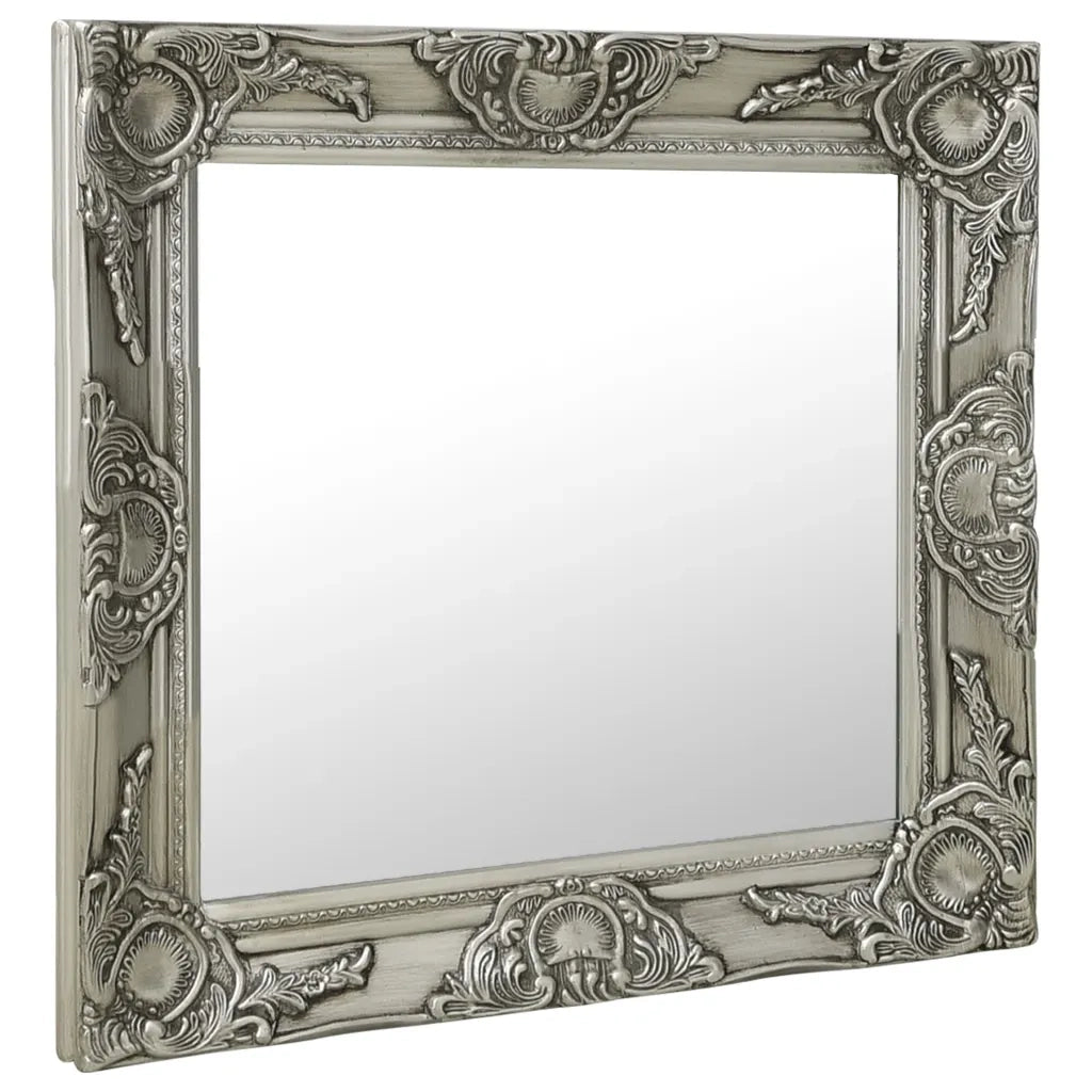 Specchio da Parete Stile Barocco-Specchio a Muro-Specchio Decorativo 50x50 cm Argento