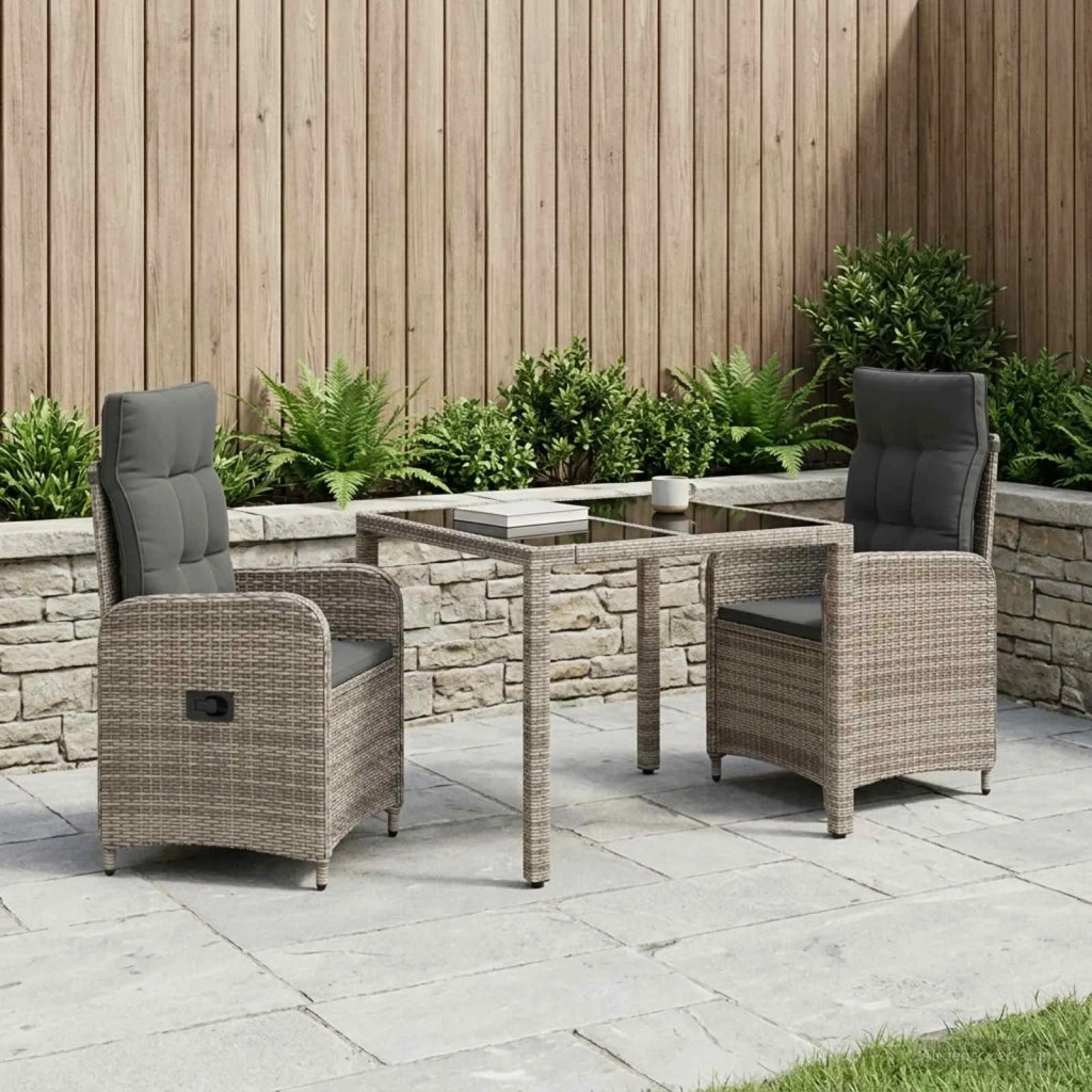 Set da pranzo per esterni 3 pz Grigio chiaro e grigio scuro 3422326