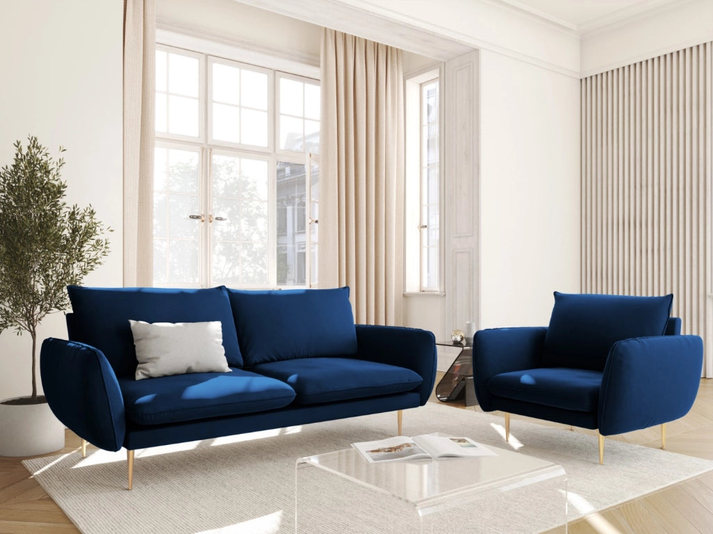 Cosmopolitan Design - Divano "Vienna" 2 posti in velluto blu reale 