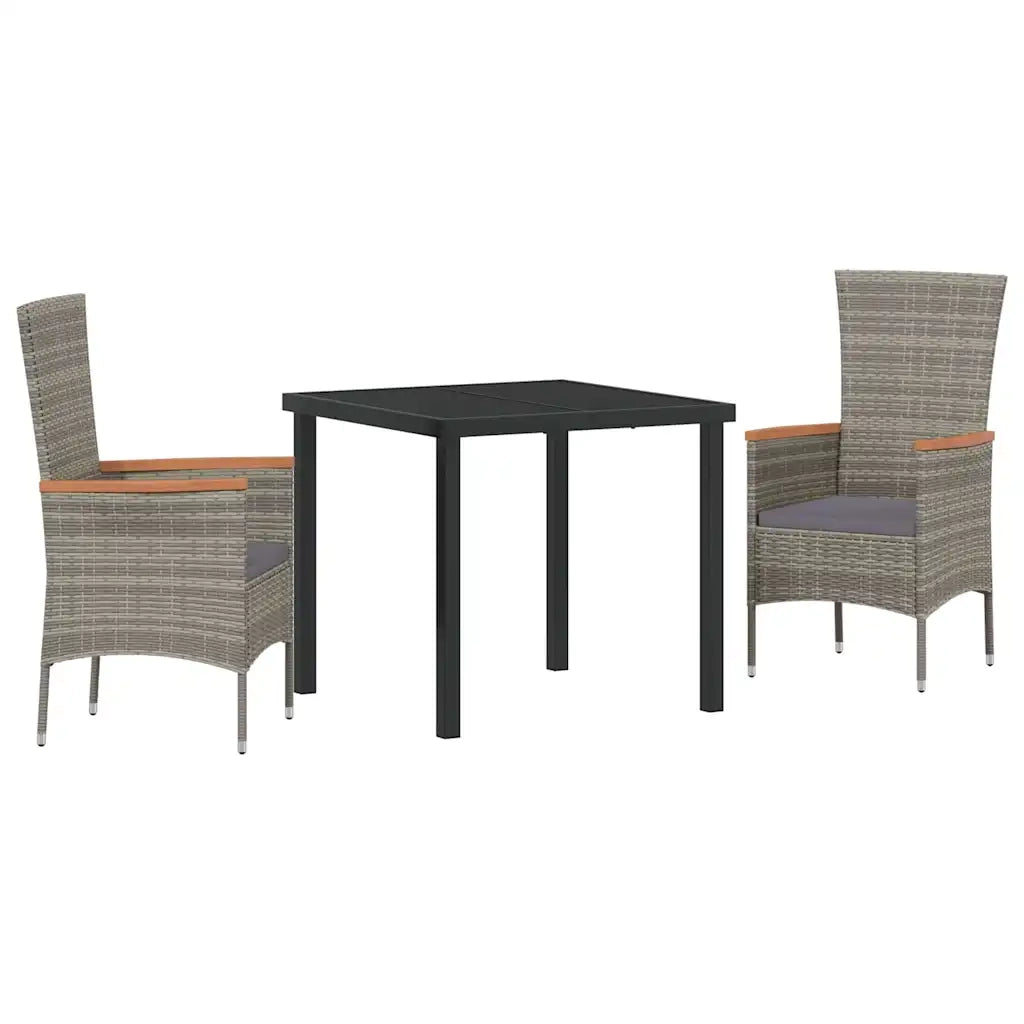 Set da Pranzo per Giardino con cuscino 3 pcs Grigio