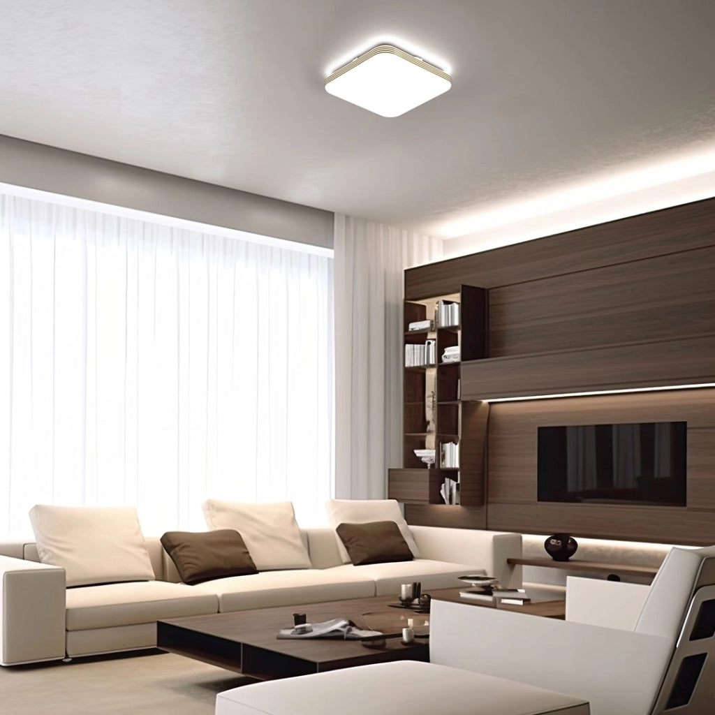 Plafoniera LED quadrata 26cm 11W bianco oro IP44 Milagro