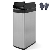 60L Cestino per Rifiuti con Coperchi a Ali, Pattumiera in Acciaio Inox Spazzolato con Sensore di Movimento a Infrarossi, Bidone Automatico per Camera da Letto, Bagno e Cucina (Argento)