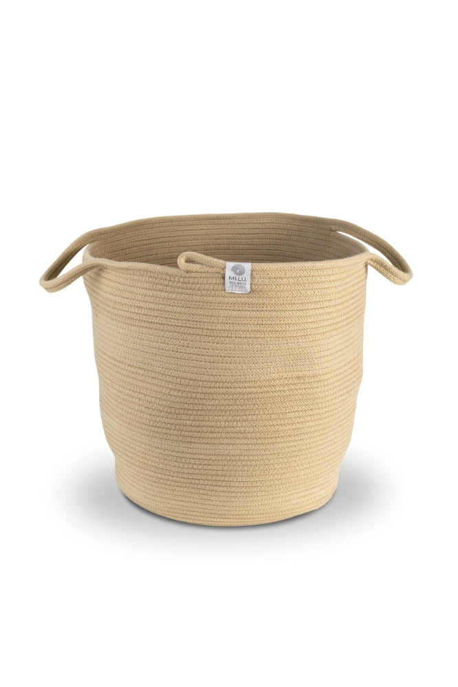 Cheonda - Cesto cilindrico prodotto a mano Plam 50cm Colore: Beige e Blu
