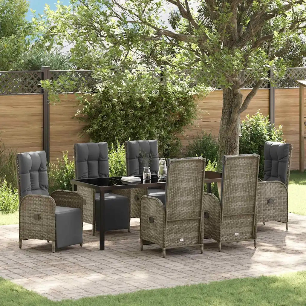 Set da Pranzo per Giardino con cuscino 7 pcs Grigio polyrattan 3380139