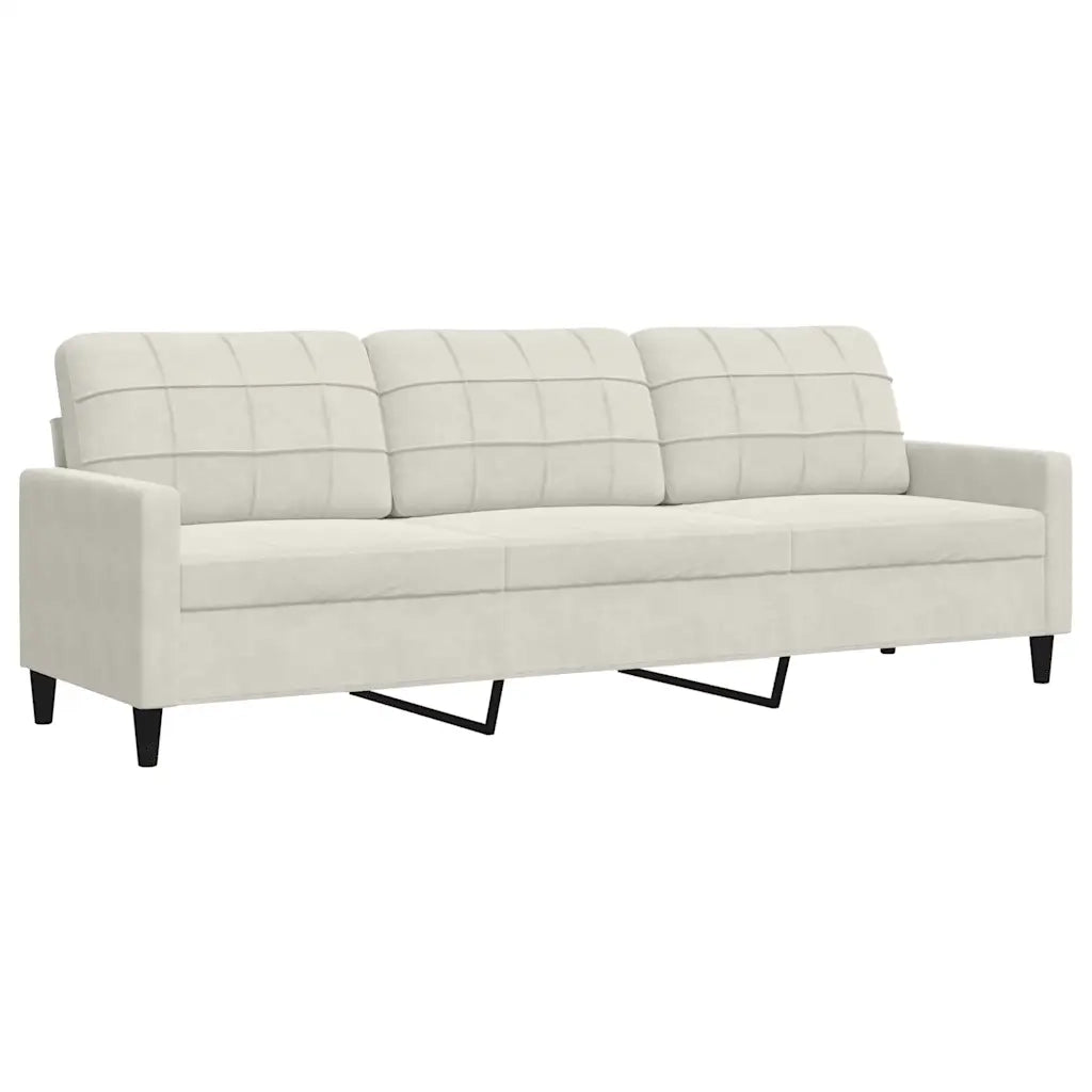 Set di Divani 3 pz con Cuscini e Rinforzi Crema in Velluto 3278459