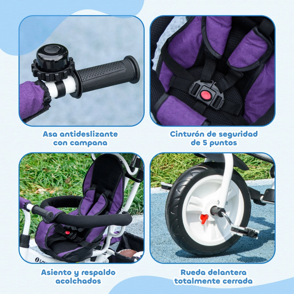 Triciclo per Bambini con Cinturino di Sicurezza ¨C Minimal ¨C Viola