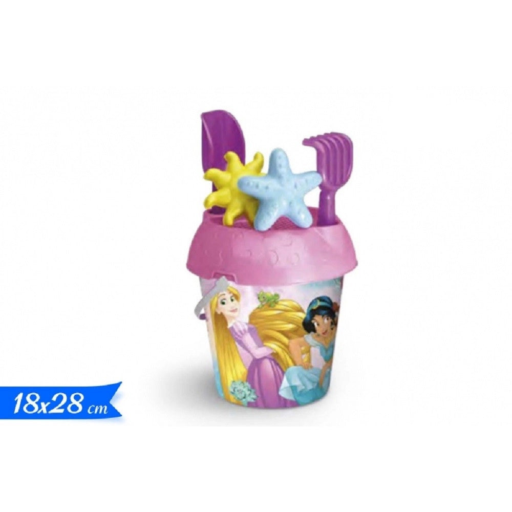 Trade Shop - Secchiello 18cm Principesse Con Formine Accessori Giochi Mare Per Bambine 704009 -