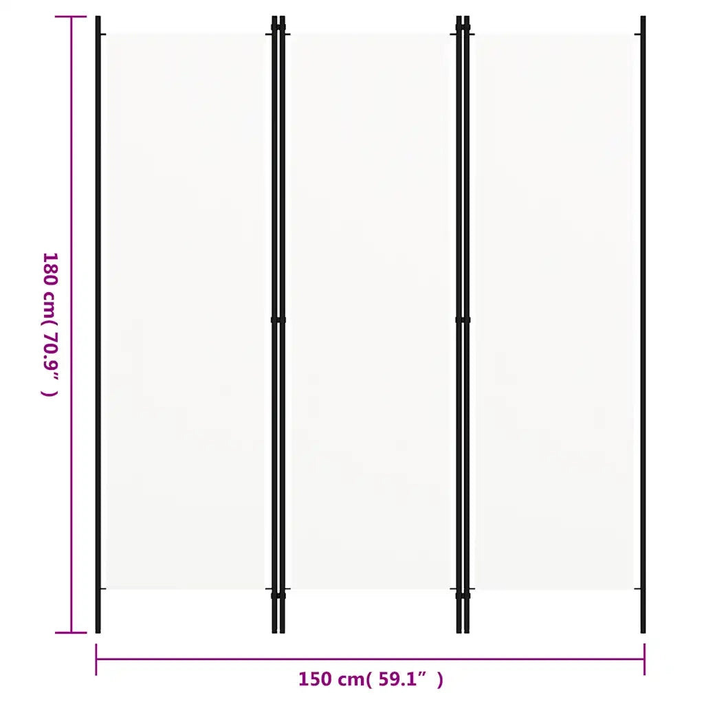Divisorio Ambienti | Divider per stanze | Paravento a 3 Pannelli Bianco 150x180 cm