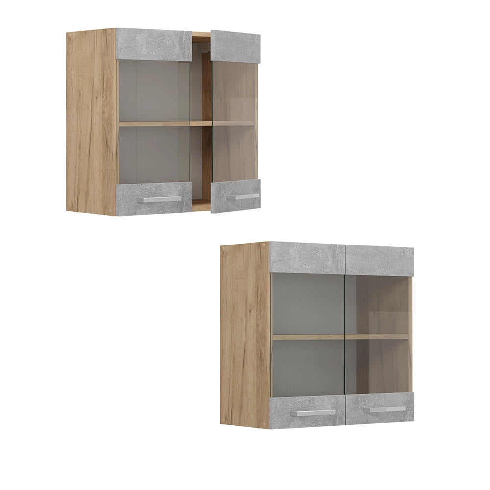 Vicco Mobile da cucina in vetro Calcestruzzo 60 cm
