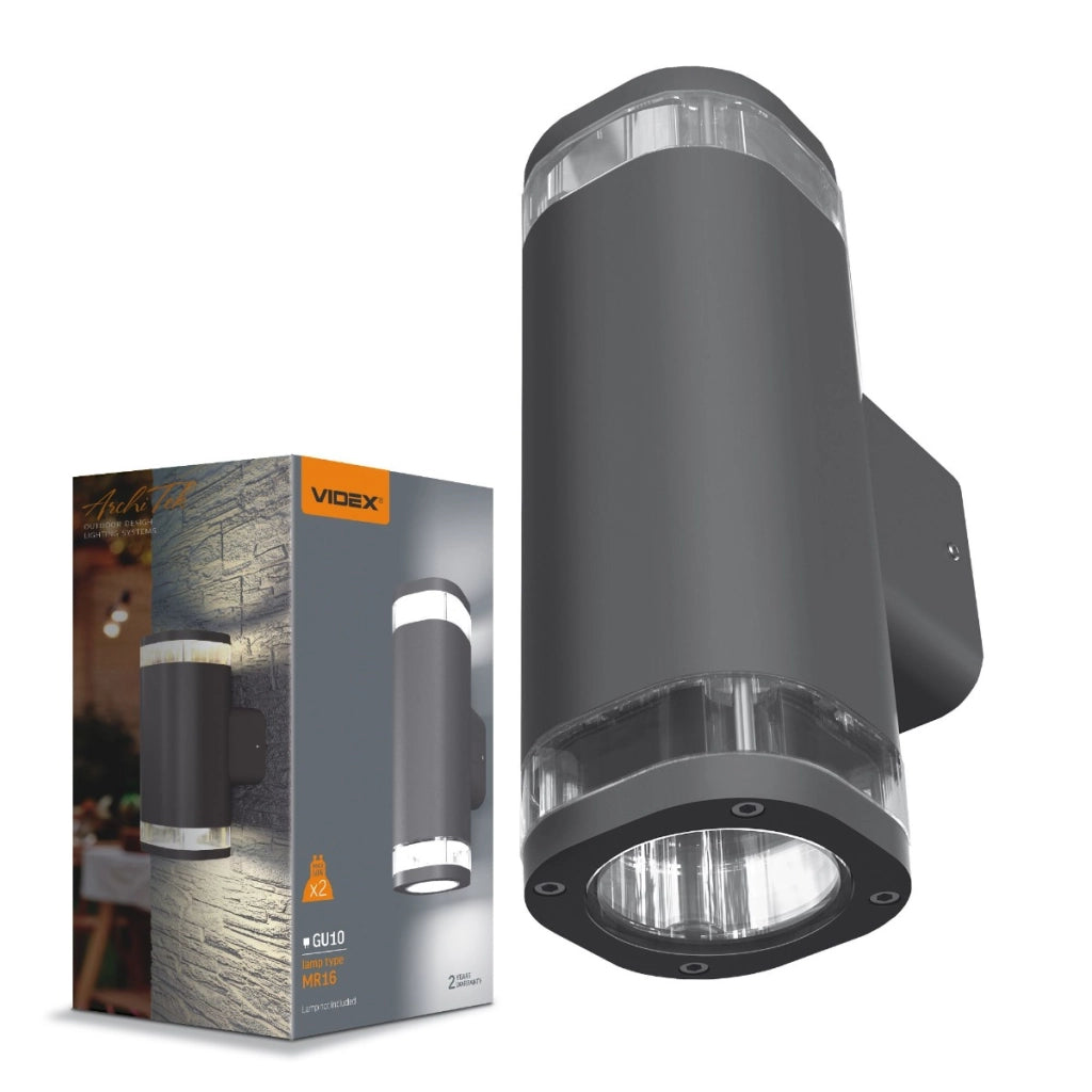 Applique esterna su/giù 2xGU10 alluminio IP54 BRUNO Videx