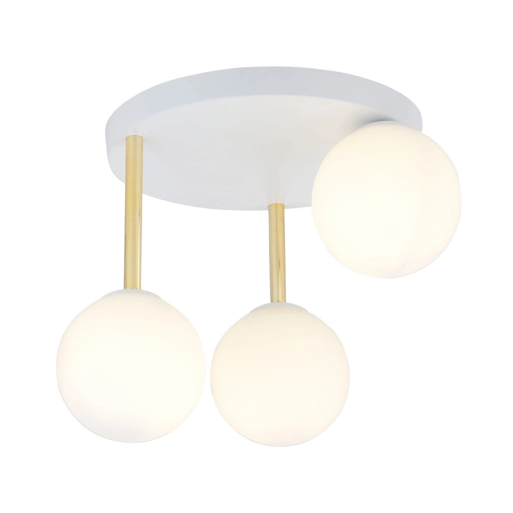 Plafoniera Emibig DOLCE 3 luci E14 vetro bianco oro