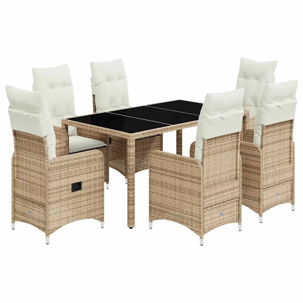 Set da Bistrò da Giardino 7 pz con Cuscini Beige in Polyrattan 3277100