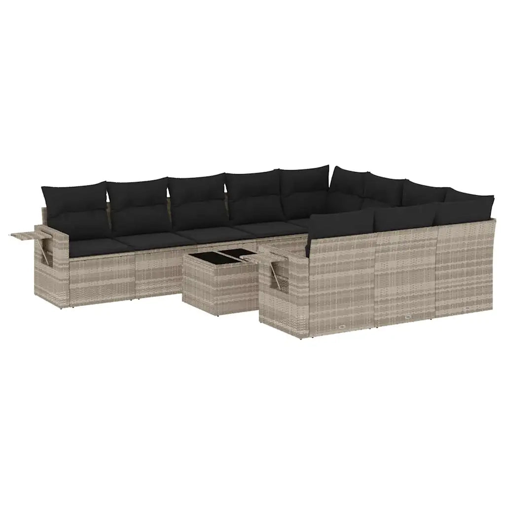 Set Divani da Giardino 11 pz con Cuscini in Polyrattan Grigio