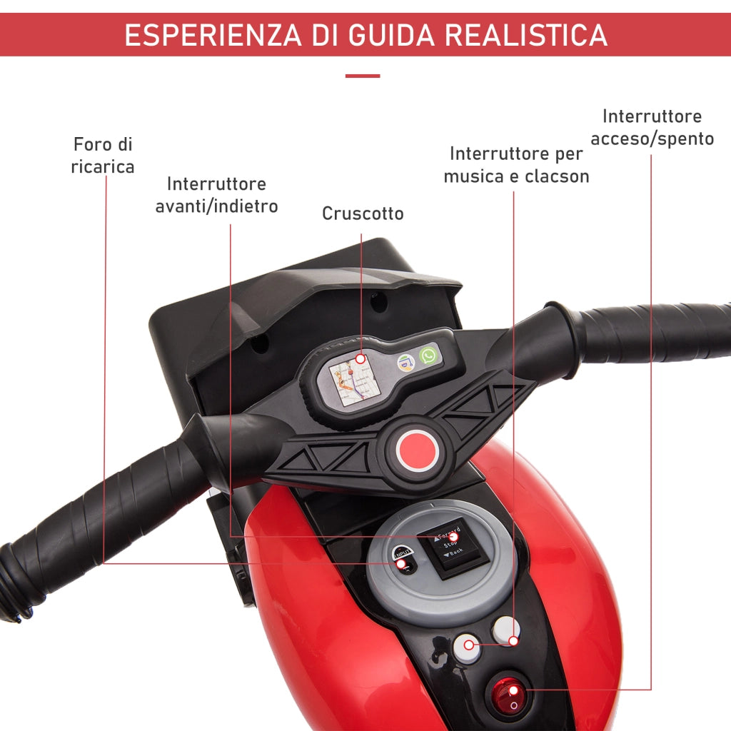 Moto Elettrica per Bambini ¨C Minimal ¨C Rosso, 86x42x52cm