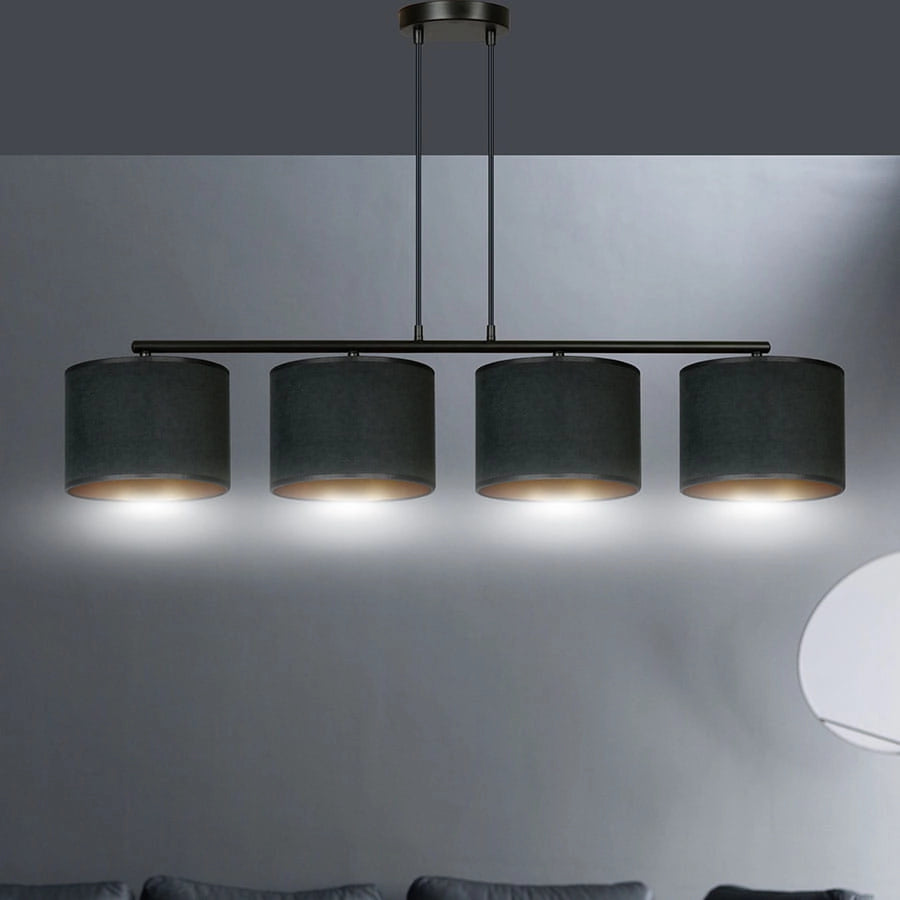 Lampadario Emibig Hilde 4 luci E27 nero/oro dimmerabile