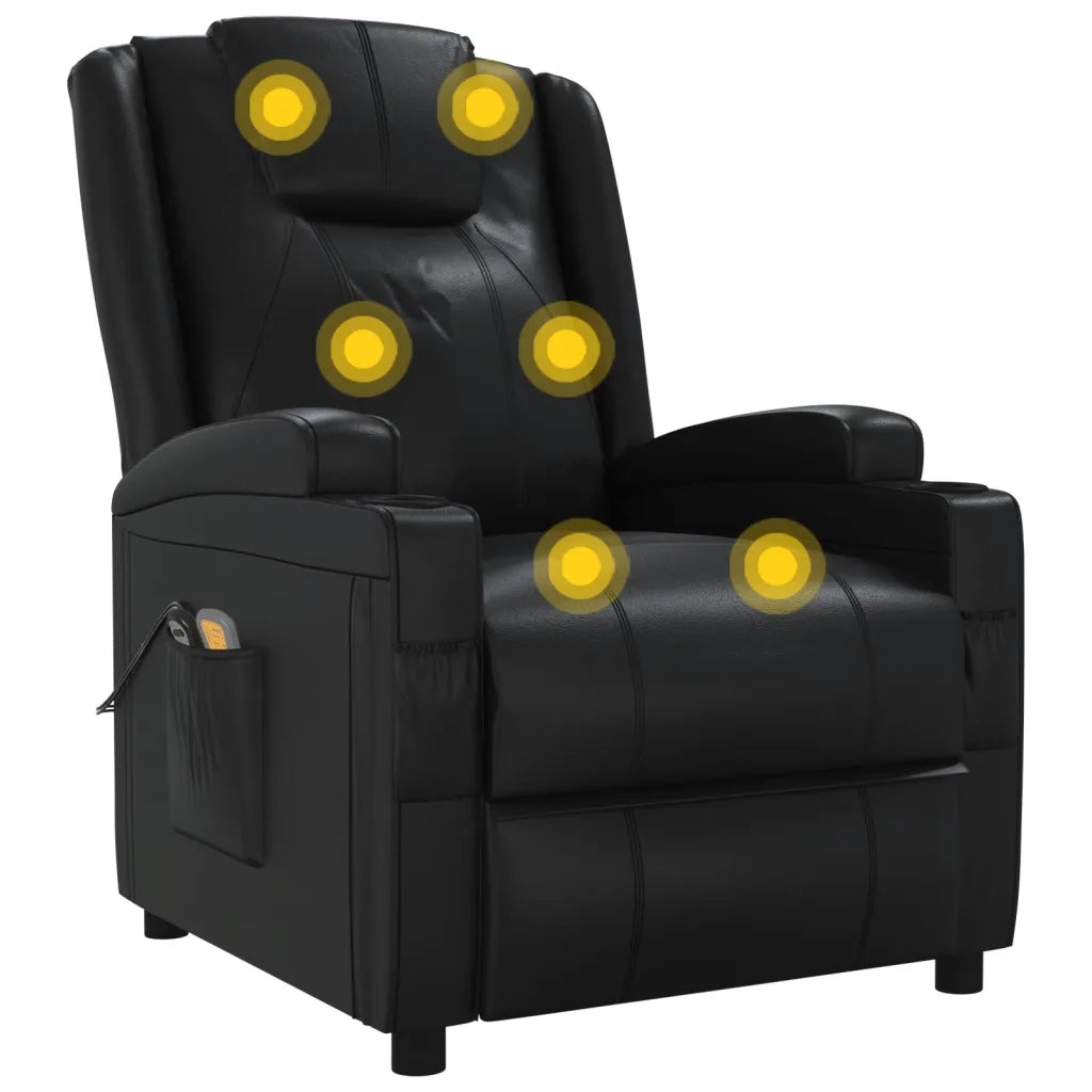 Poltrona Massaggiante Elettrica Nera in Similpelle 3073795