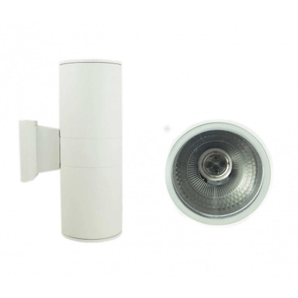 Trade Shop - Applique Faretto Plafoniera Doppio Faretto Fascio Tondo Dw Bianco Tubo Alluminio -