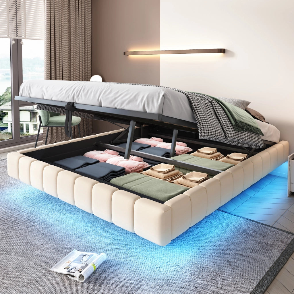 letto imbottito lino beige 160 x 200 cm