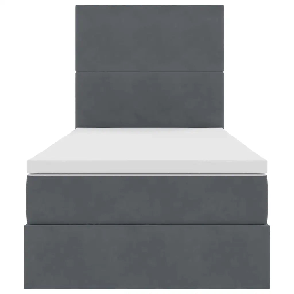 Letto con contenitore e materasso Grigio scuro 90 x 190 cm