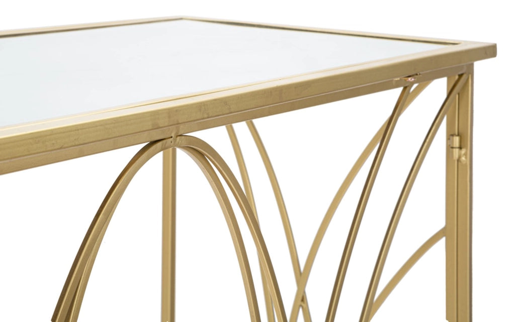 Console Exy 120x40x80 cm in Ferro e Specchio Oro e Argento