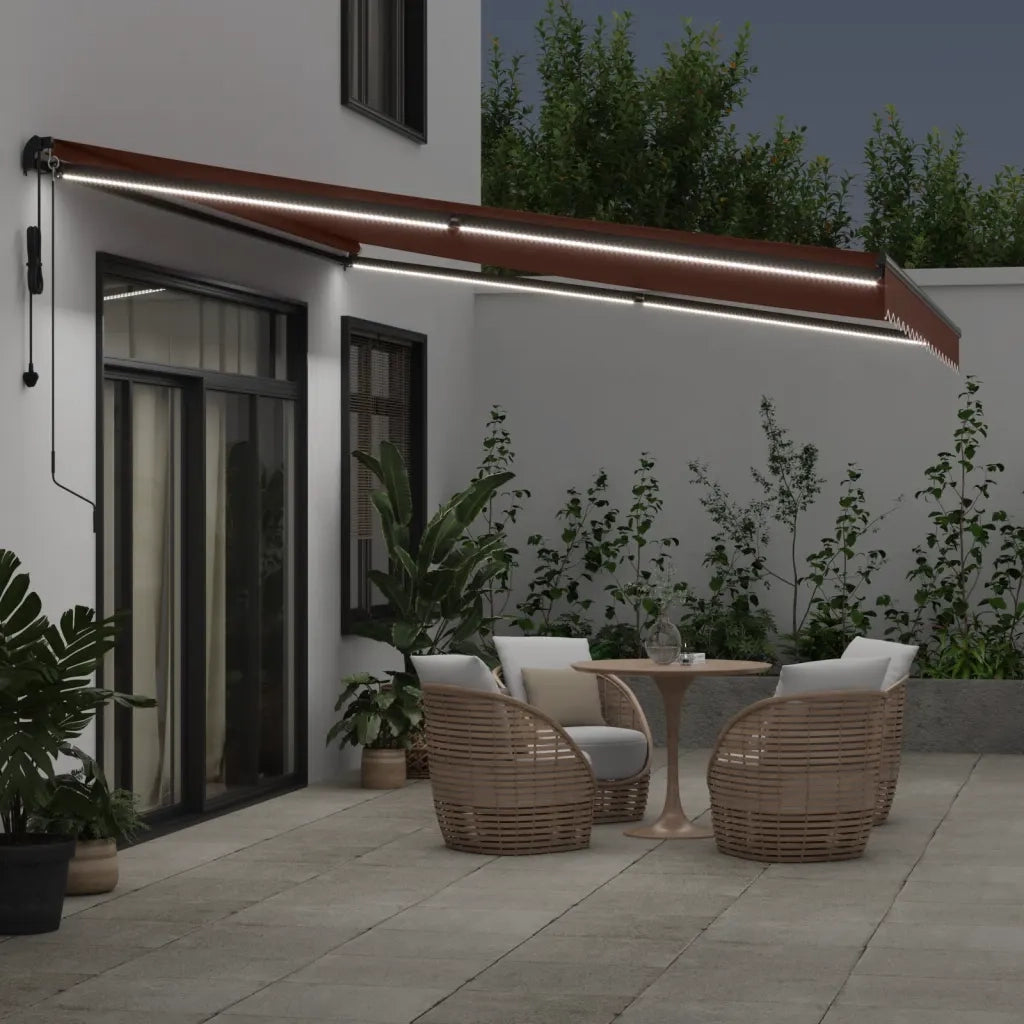 Tenda da Sole Retrattile Automatica con LED Marrone 450x350 cm 3215410