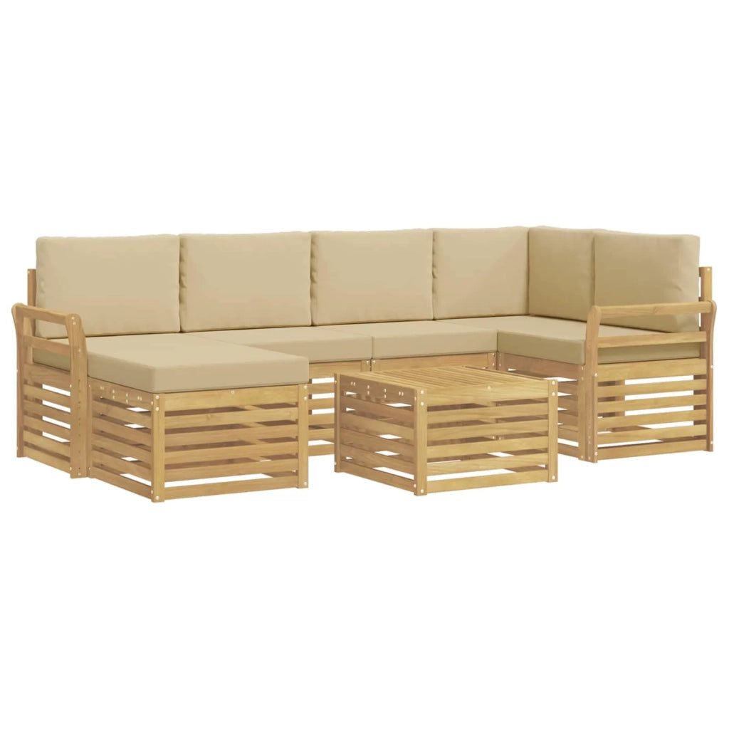 Set di divani da esterno 7 pcs Bianco e Beige Poliestere 3392158