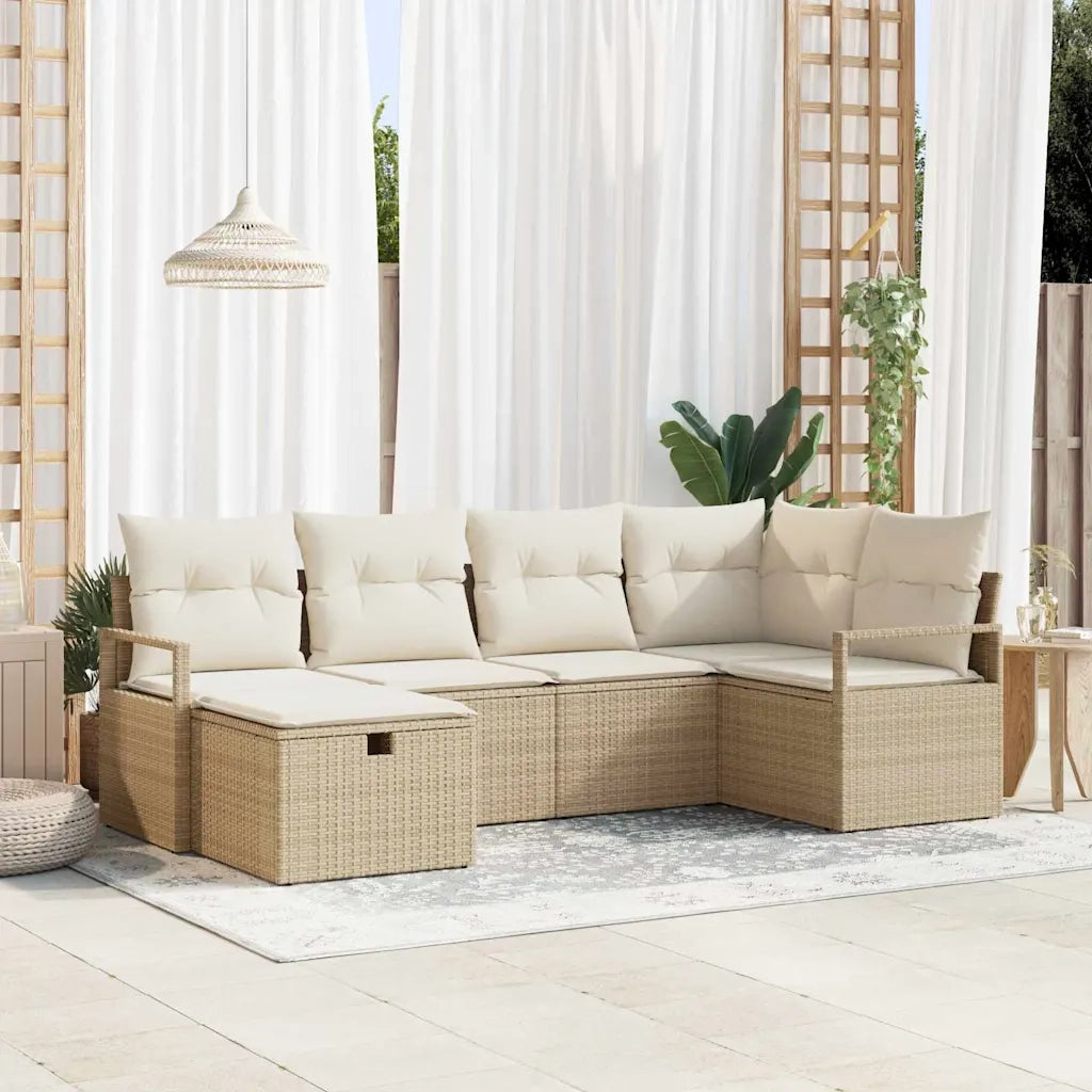 Set di divani con cuscino 6 pcs Beige e Crema polyrattan 3359180