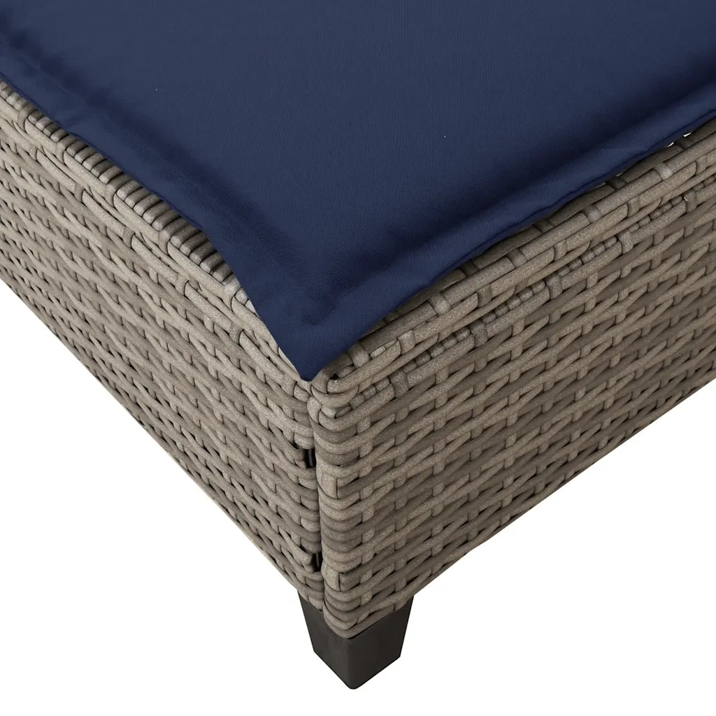 Lettino Prendisole con Cuscini Grigio 55x200x25,5cm Polyrattan 4104099