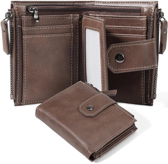 Portafoglio uomo con blocco RFID, due compartimenti, anti-furto, design elegante