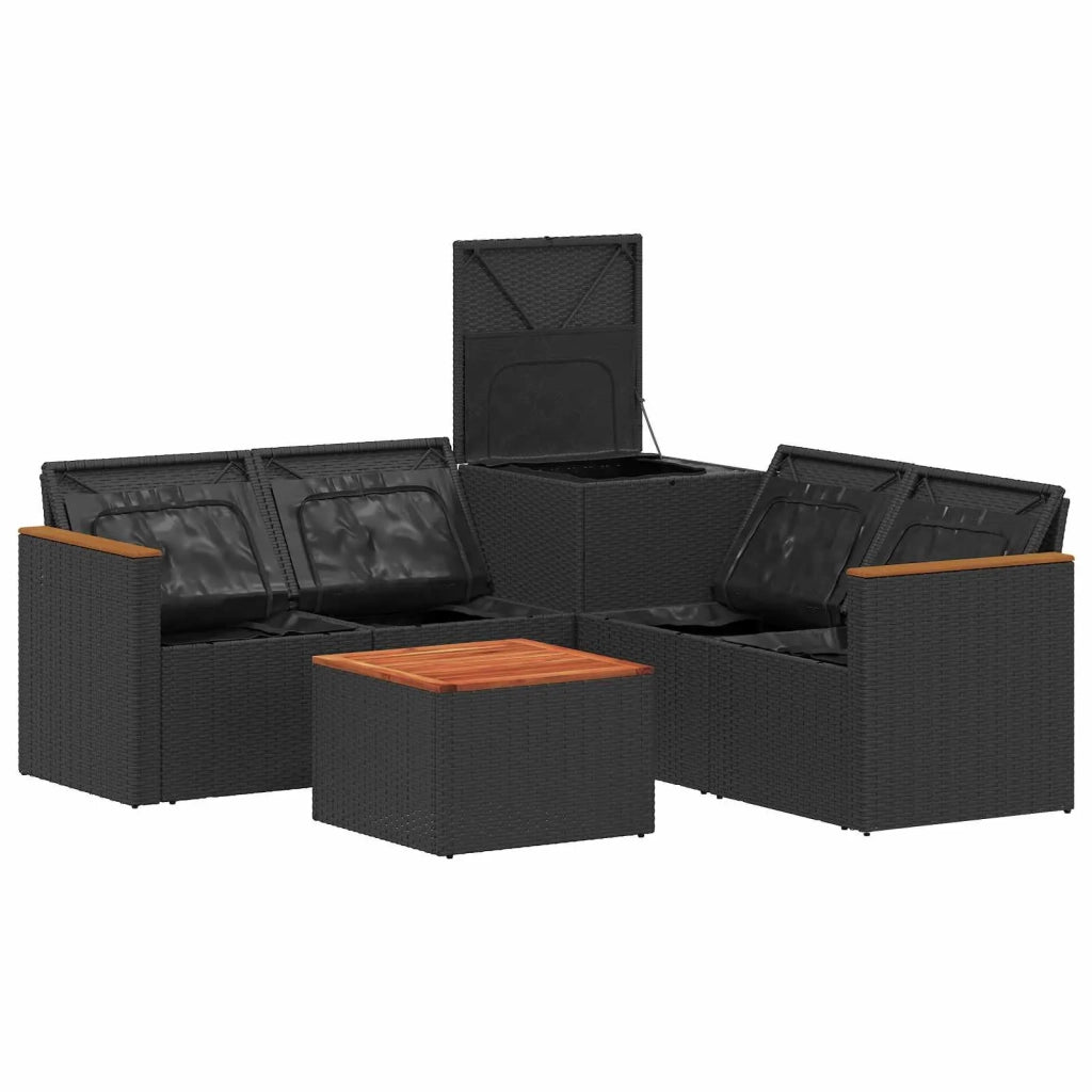 Set di divani 6 pz Nero e Bianco Crema 3447614