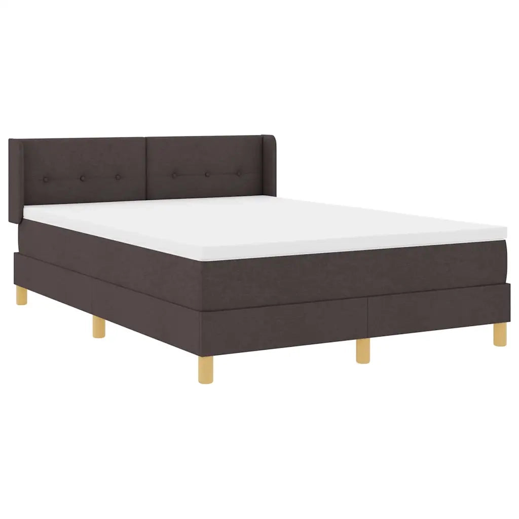 Letto a molle con materasso Marrone Scuro 190 x 140 cm Tessuto 3341289