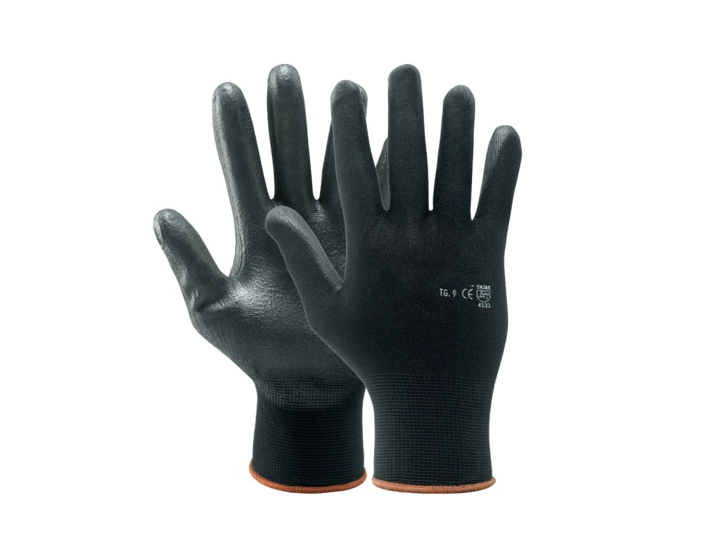 GUANTO POLIESTERE/POLIURETANO NERO IDEAL STAR Tg. 9 - 12 paia- IDEAL STAR
